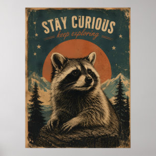 Poster Guaxinim Curioso Vintage