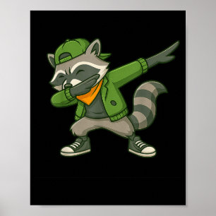 Poster Guaxinim Dab Streetwear Clic Divertido Para Homens