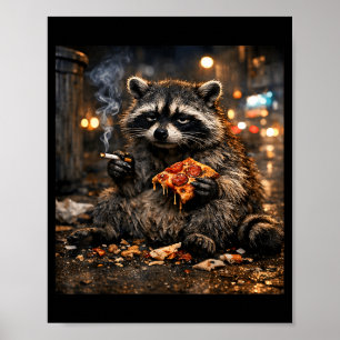 Poster Guaxinim engraçado fumando cigarro meme de humor g
