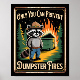 Poster Guaxinim engraçado só você pode evitar incêndios e