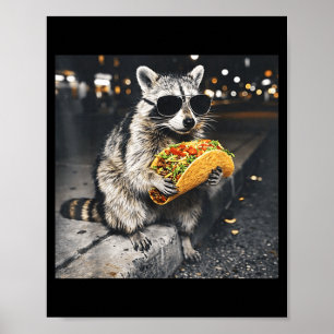 Poster Guaxinim fofo come comida mexicana taco