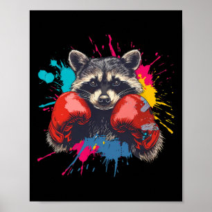 Poster Guaxinim Luchando Com Luvas de Boxe Kickboxing Eng
