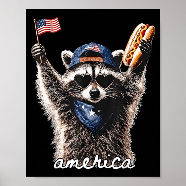 Poster Guaxinim Patriótico Americano (Frente)