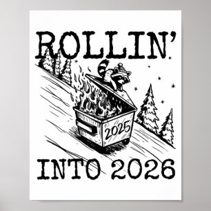 Poster Guaxinim Rolando Para 2026 Feliz Ano Novo 2026 Div