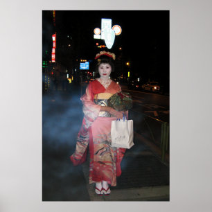 Pôster Gueixa Tokyo neo de Asakusa