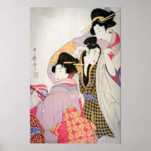 Poster Gueixas de Utamaro com cliente Tipsy