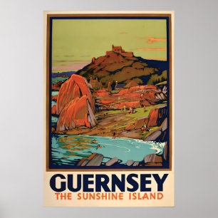 Poster Guernsey, O Cartaz de Viagens da Ilha Ensolarada