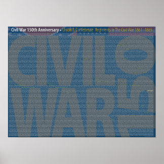 Pôster Guerra Civil 150 União e Regimento Confederados Ar