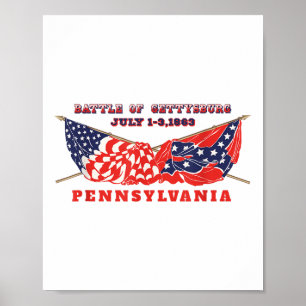 Poster Guerra Civil Americana Vintage Batalha De Gettysbu