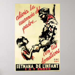 Poster Guerra Civil Espanhola Cartaz Alivie o pai