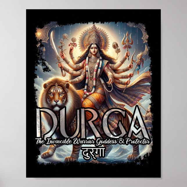 Poster Guerra da Deusa Durga Mitologia Hindu Devi Shakti (Frente)