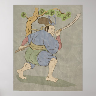 Pôster Guerra da espada katana, guerreiro samurai japonês