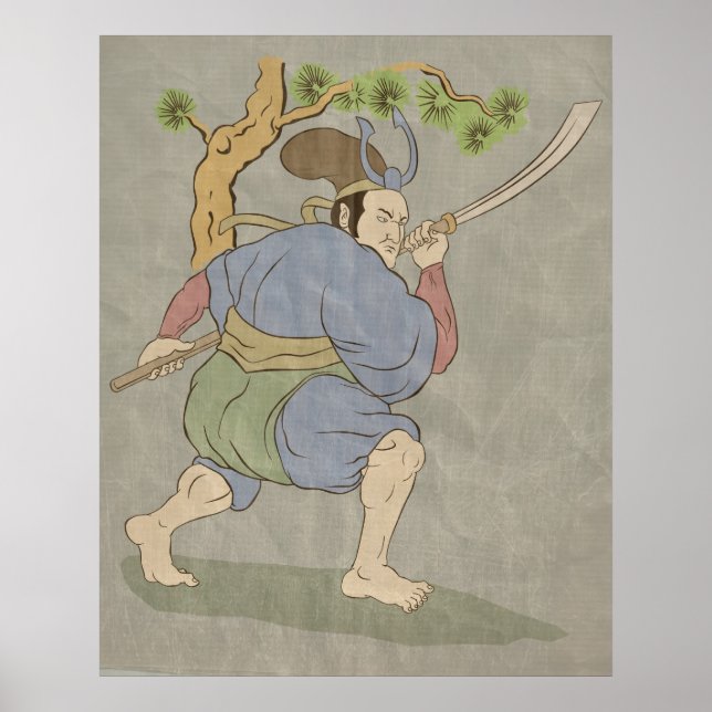 Pôster Guerra da espada katana, guerreiro samurai japonês (Frente)