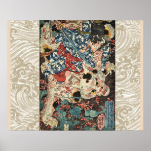 Poster GUERRA JAPONESA MATANDO UM Ukiyoe MONSTROUS CAT