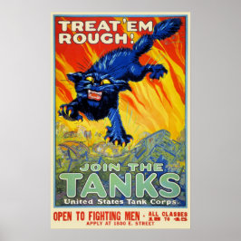 Pôster Guerra Militar Vintage Recrutando com um Gato Selv