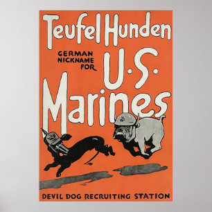 Pôster Guerra mundial 1. do vintage do ~ de Teufel Hunden