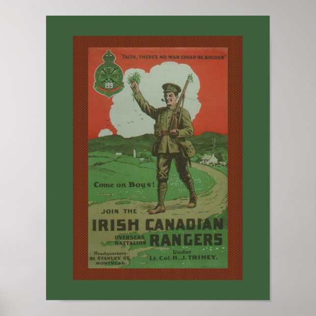 Poster Guerra Mundial 1 Militares Irlandeses de Rangers C (Frente)