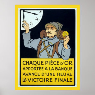 Pôster Guerra mundial francesa 1 do vintage