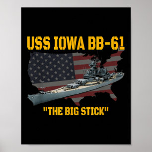 Poster Guerra Mundial Ii Warship Uss Iowa &amp; Ww2 Bb-61