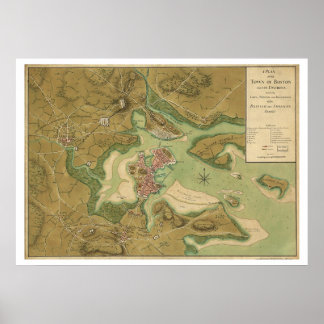 Poster Guerra no Mapa de Boston - 1776