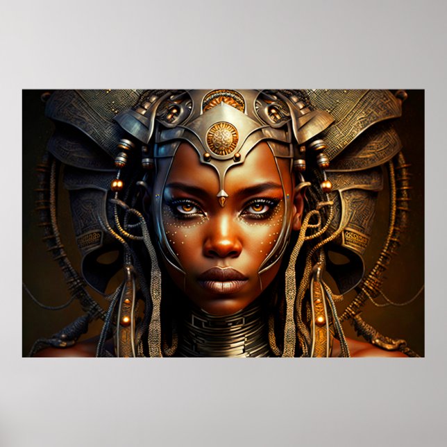 Poster Guerreira Africana Princesa Afrofuturismo Renderiz (Frente)