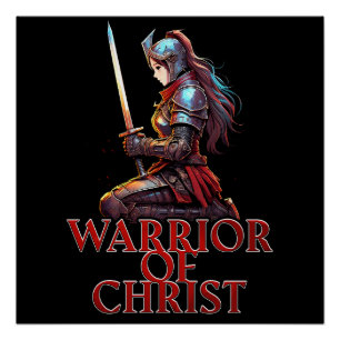 Pôster Guerreira da Cristo Oração à Bíblia cristã