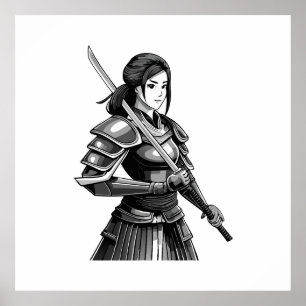 Poster guerreira samurai japonesa - mulher