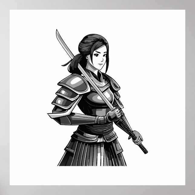 Poster guerreira samurai japonesa - mulher (Frente)