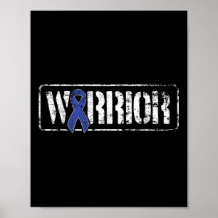 Poster Guerreiro Cancer Colorectal - Militar Azul Escuro
