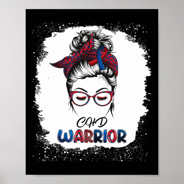 Poster Guerreiro Chd Doença Cardíaca Cabelo Desgrenhado S (Frente)