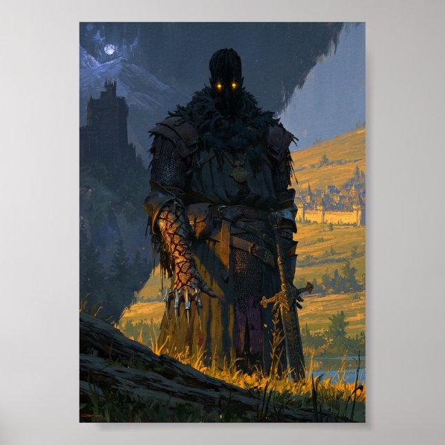 Poster Guerreiro com Garras e Brilho (Frente)