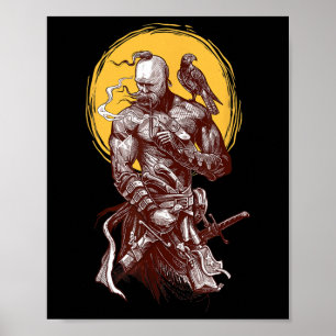 Poster Guerreiro Cossaco Ucraniano Empunhando Espada Luta