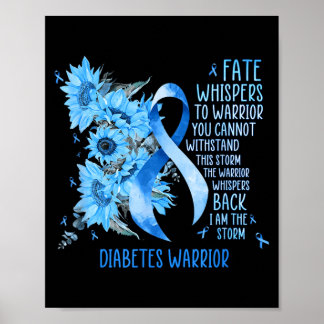 Poster Guerreiro da Diabetes Fita Azul Borboleta Diabetes