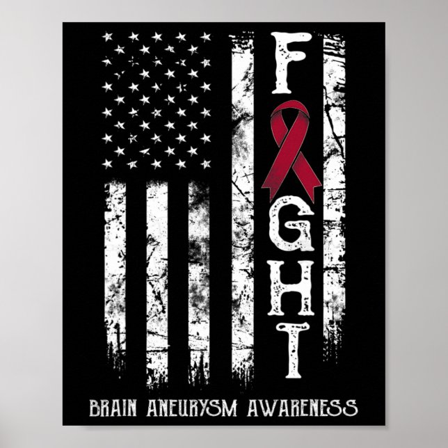 Poster Guerreiro de Aneurisma Cerebral Bandeira dos EUA  (Frente)
