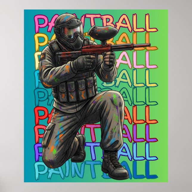 Poster Guerreiro de Paintball Neon  (Frente)