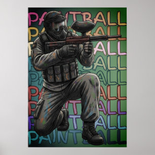 Poster Guerreiro de Paintball Neon