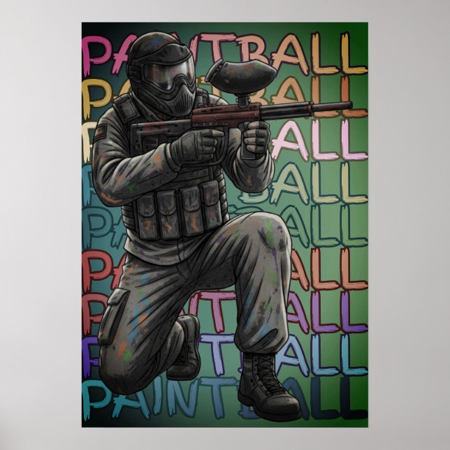 Poster Guerreiro de Paintball Neon (Frente)