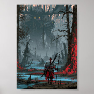 Poster Guerreiro de Pântano de Fantasia Sombria Enfrentan