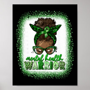 Poster Guerreiro de Saúde Mental Afro Coque Desgrenhado L