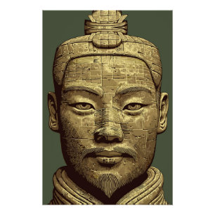 Pôster Guerreiro de Terracota - Arte Dourada Antiga