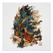 Guerreiro Demônio Oni Azul | Mitologia Yokai Japon