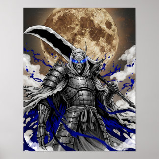 Poster Guerreiro demônio Samurai escuro