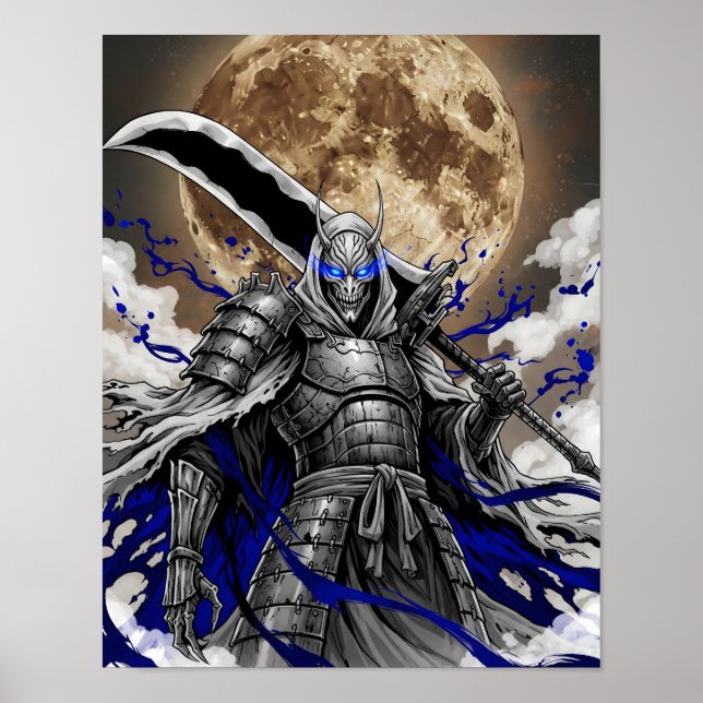 Poster Guerreiro demônio Samurai escuro (Frente)