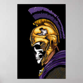 Poster Guerreiro do crânio com preto