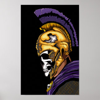 Poster Guerreiro do crânio com preto