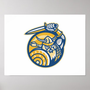 Pôster Guerreiro dos noruegueses de Viking com espada e