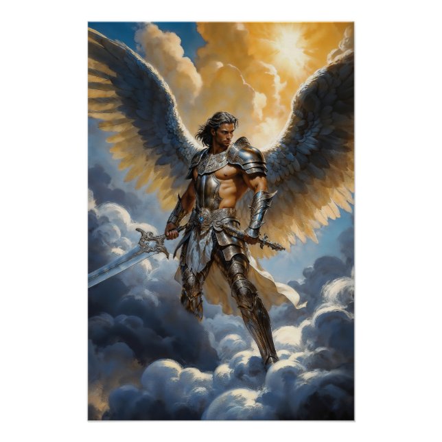 Pôster Guerreiro Dourado do Arcanjo Miguel Céu (Frente)
