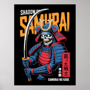 Poster Guerreiro Esqueleto Samurai das Sombras em Armadur