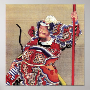 Pôster Guerreiro, Hokusai, Bela Arte Japonesa