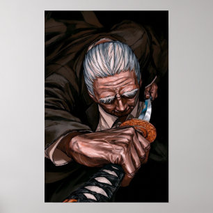 Poster Guerreiro Idoso Com Espada